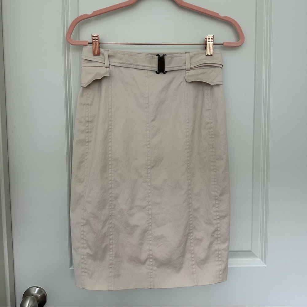 Akris Punto A-line Mini Skirt In Yarn Dyed Denim - Cashew Color - Picture 3 of 4